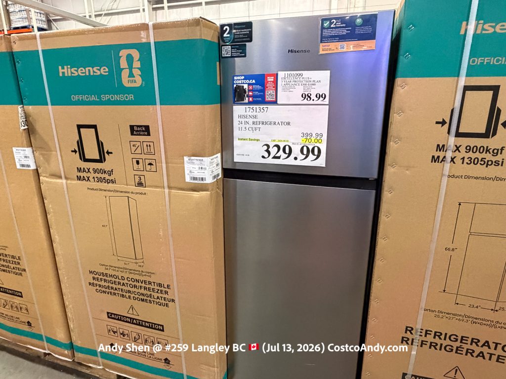HISENSE 24 IN. REFRIGERATOR 11.5 CUFT 329.99 399.99 -70.00 2024-07-28