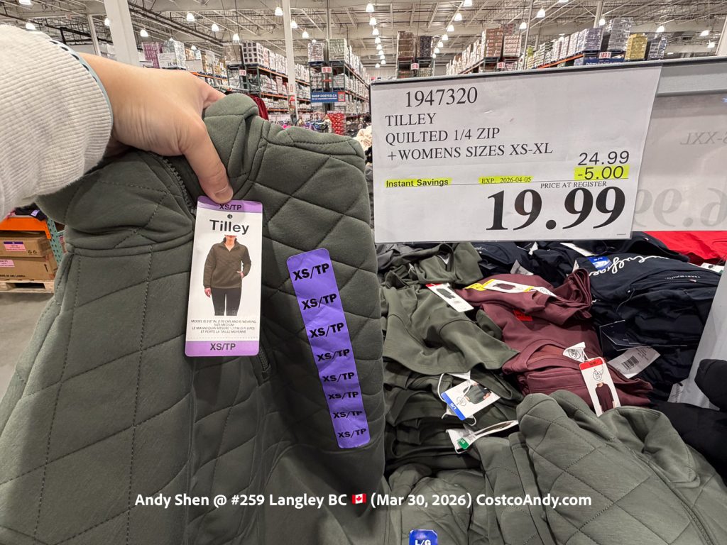 TILLEY QUILTED 1/4 ZIP + WOMENS SIZES XS-XL