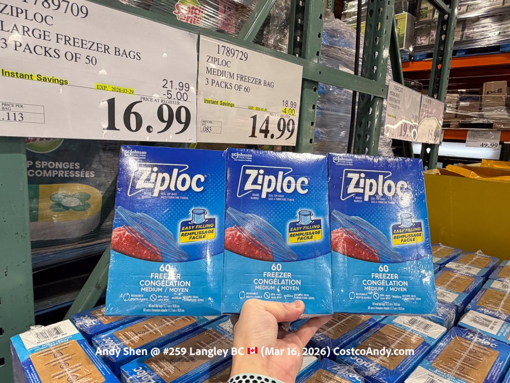 ZIPLOC MEDIUM FREEZER BAG 3 PACKS OF 60