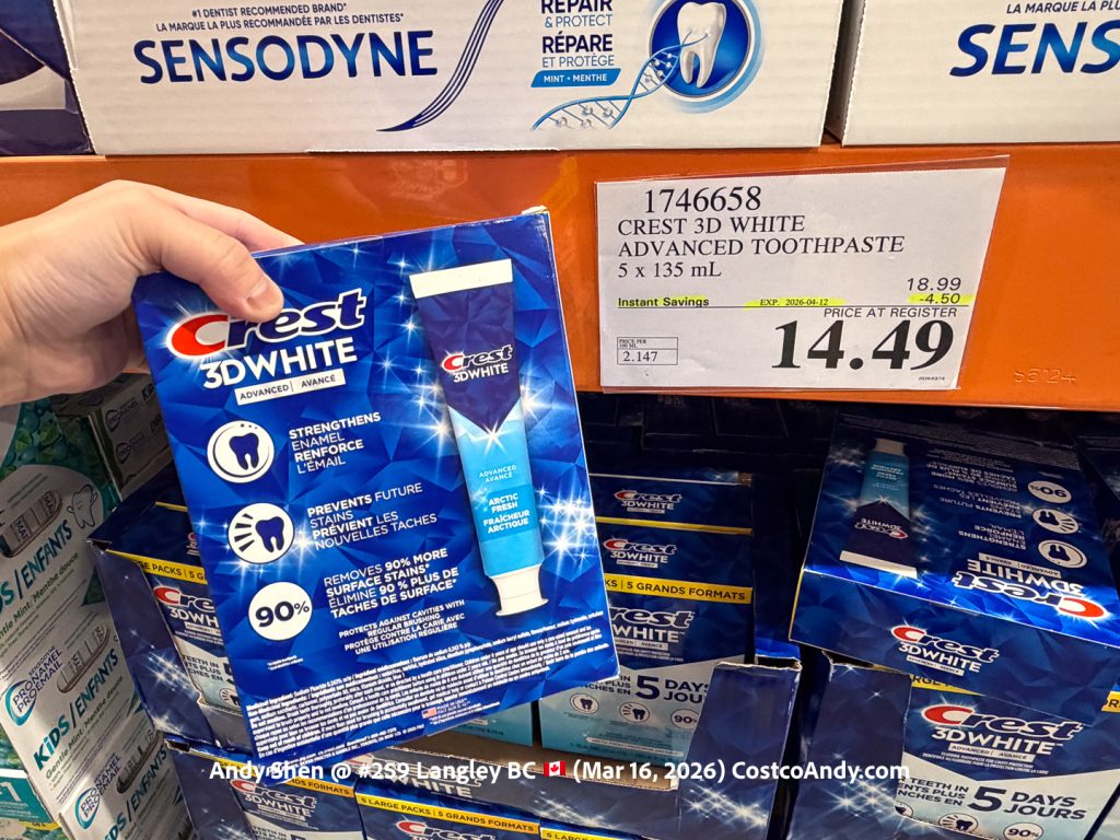 CREST 3D WHITE ADVANCED TOOTHPASTE 5 X 135ML