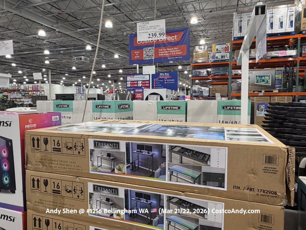 Tresanti Aurora 47″ Adjustable Height Desk with LED