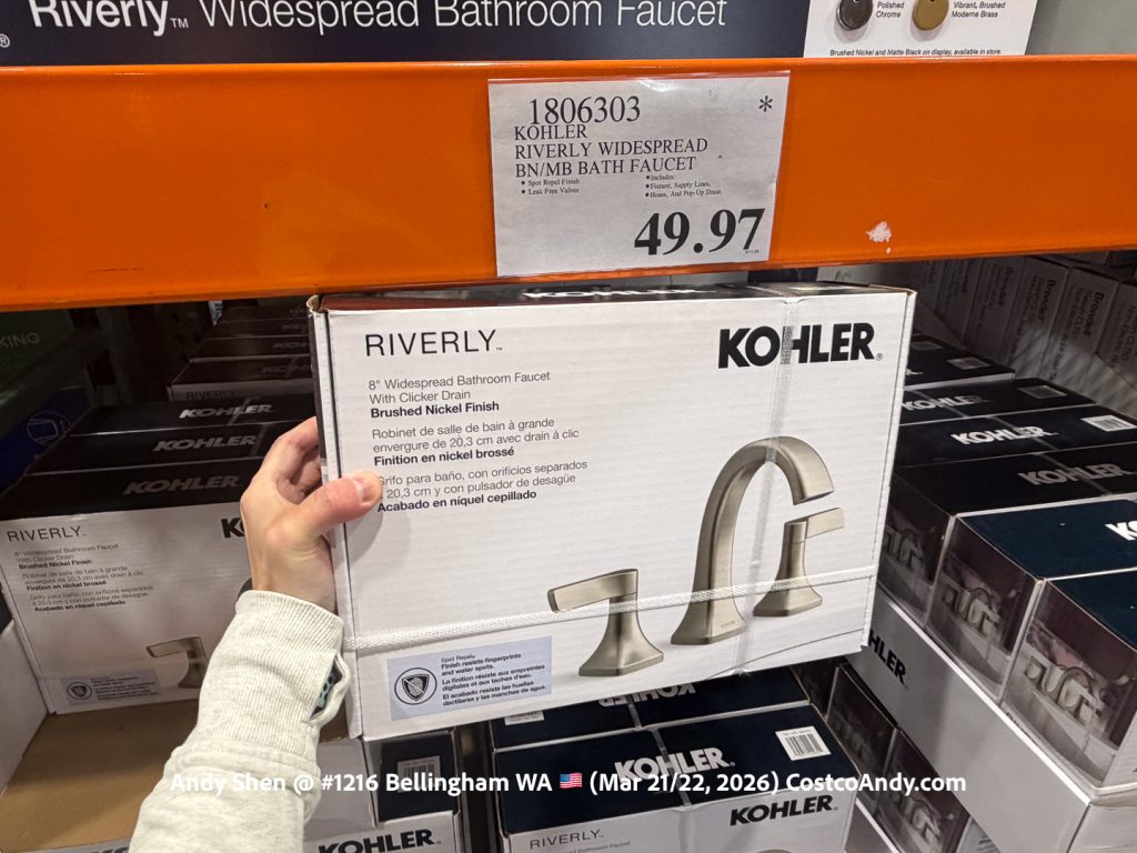 KOHLER RIVERLY WIDESPREAD BN/MB BATH FAUCET ^
