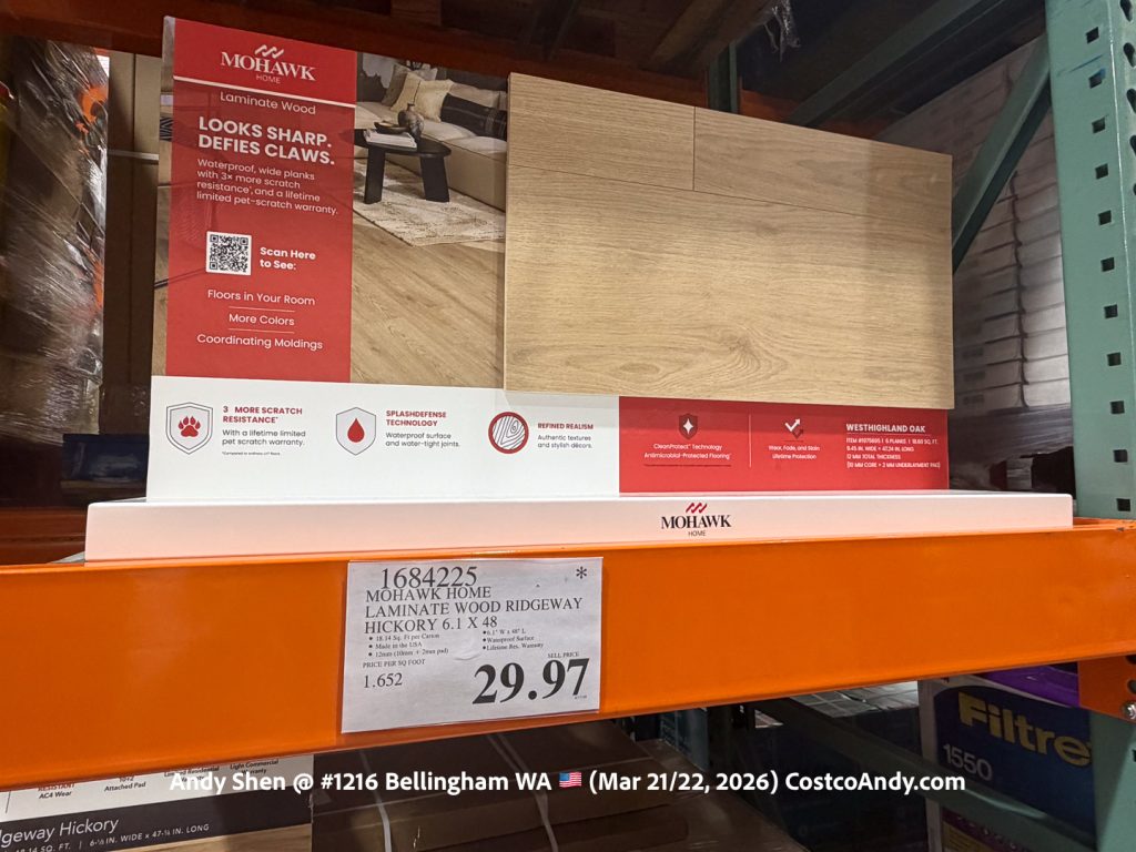 MOHAWK HOME ^ LAMINATE WOOD RIDGEWAY HICKORY 6.1 X 48