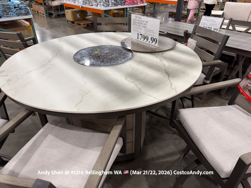 AGIO NICOLET 7PC HIGH DINING SET WITH FIRE TABLE