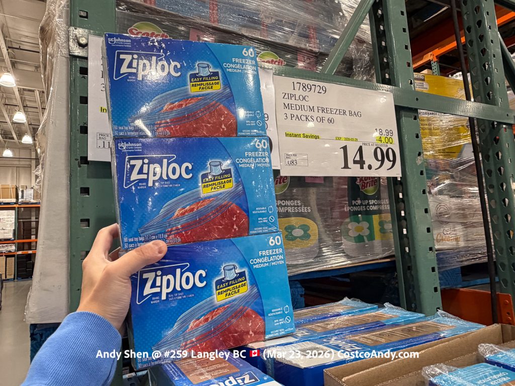 ZIPLOC MEDIUM FREEZER BAG 3 PACKS OF 60