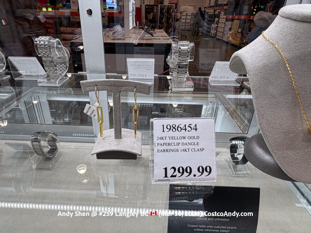 24KT YELLOW GOLD PAPERCLIP DANGLE EARRINGS 14KT CLASP