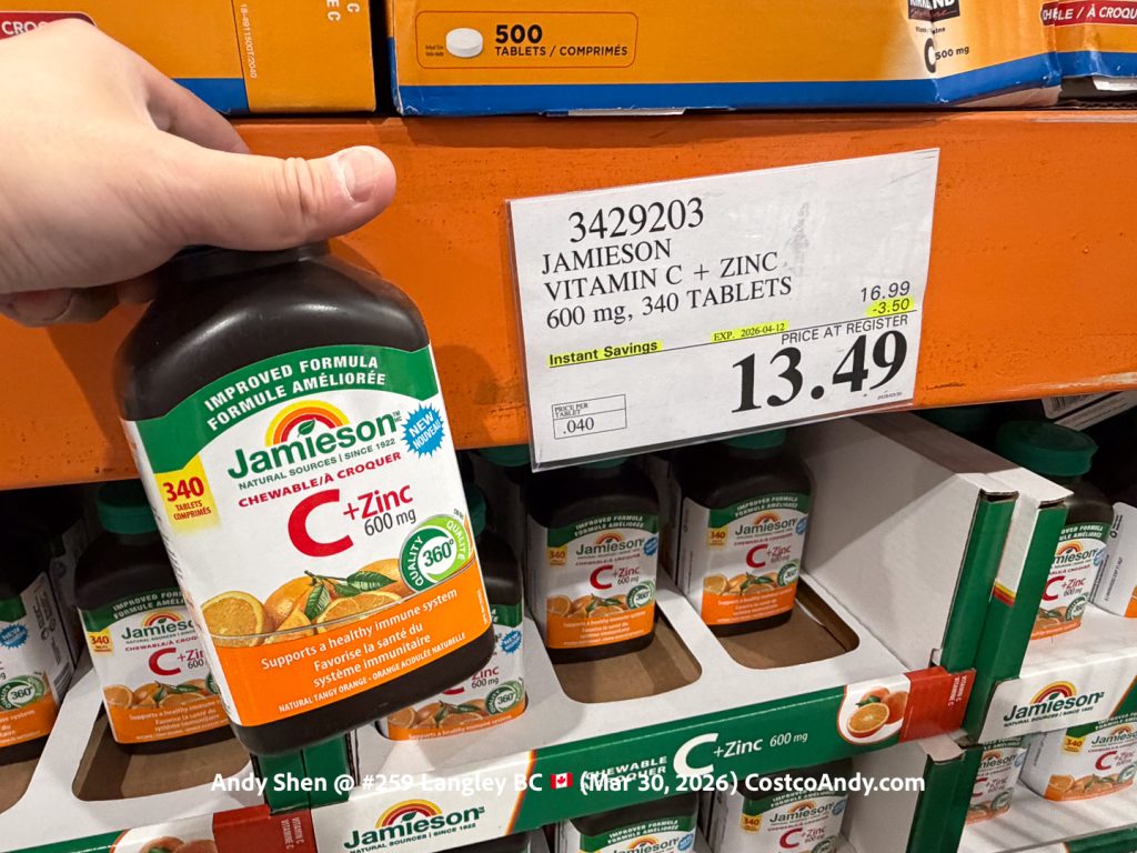 JAMIESON VITAMIN C + ZINC 600 MG, 340 TABLETS