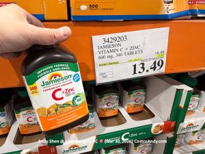 JAMIESON VITAMIN C + ZINC 600 MG, 340 TABLETS