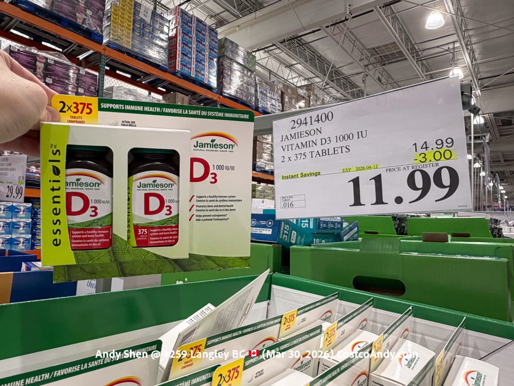 JAMIESON VITAMIN D3 1000IU 2X375 TABLETS