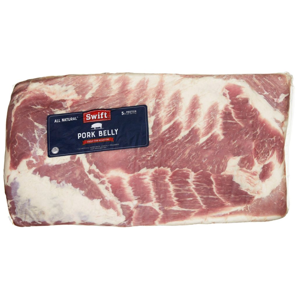 PORK BELLY VACUUM PACKAGED PER LB.