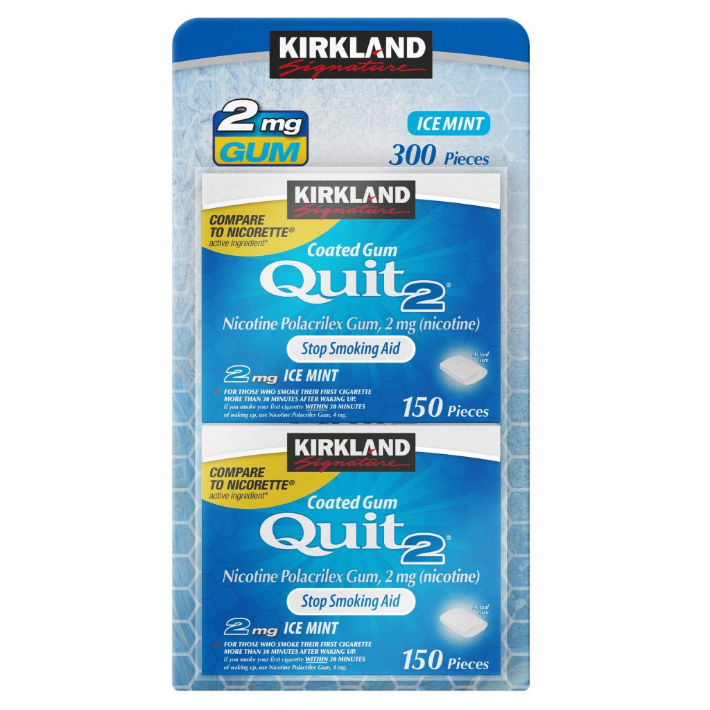 KIRKLAND SIGNATURE QUIT2 2MG ICE MINT COATED GUM 2X150 COUNT