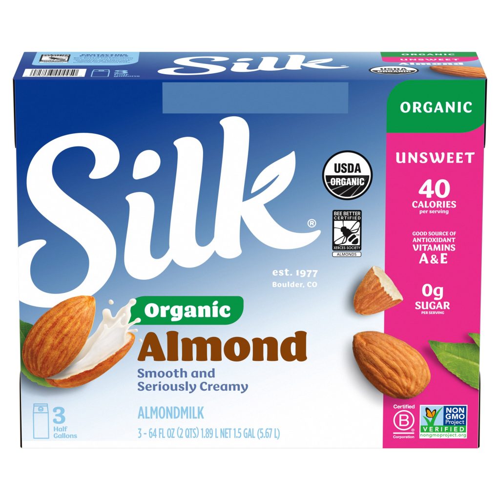 SILK ORGANIC UNSWEETEND ALMOND MILK 3/64 FL OZ