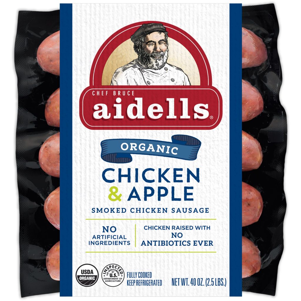 AIDELLS ORGANIC CHICKEN APPLE SAUSAGE 2.5 LBS