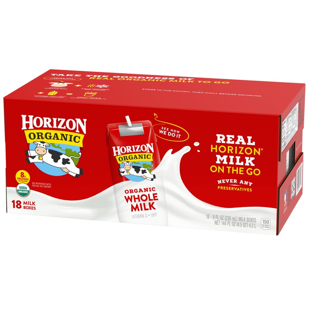HORIZON ORGANIC WHOLE MILK 18/8 FL OZ