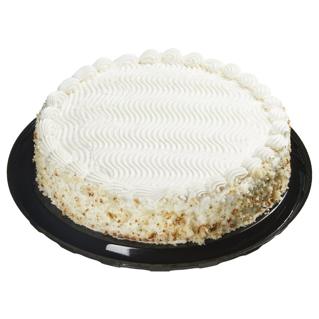 10¨ WHITE CAKE FILLED WITH VANILLA CHEESECAKE MOUSSE