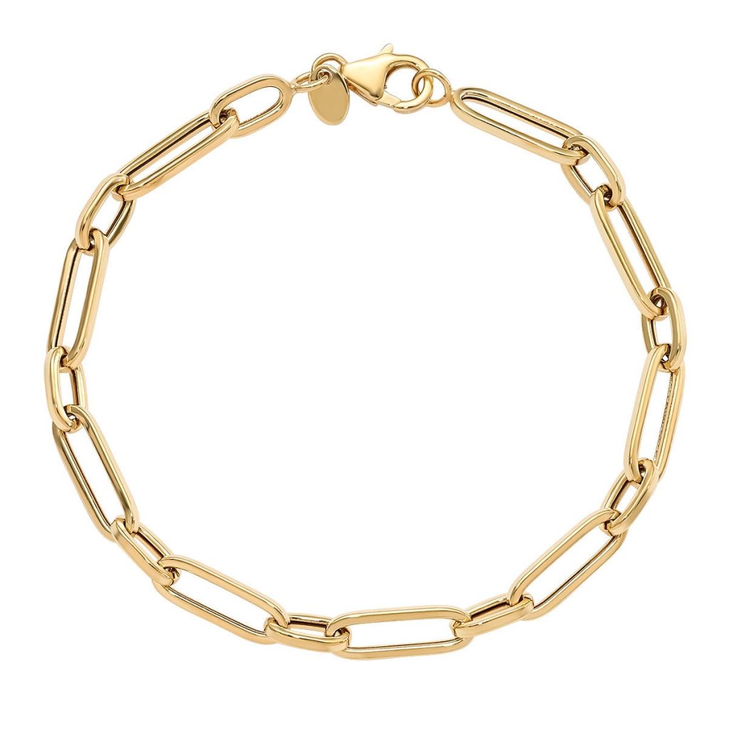14KT YELLOW GOLD PAPERCLIP BRACELET MADE IN ITALY