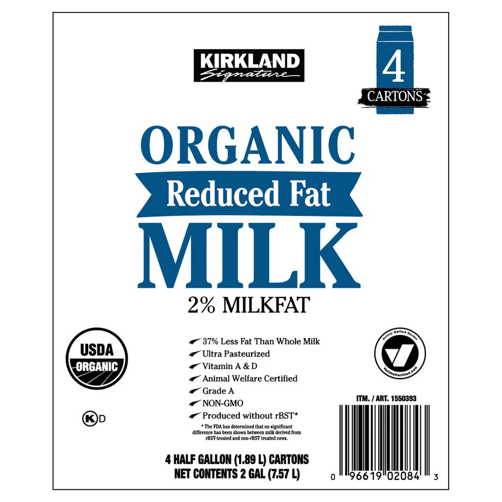 KIRKLAND SIGNATURE ORGANIC 2% REDUCED FAT MILK 4/64 FL OZ
