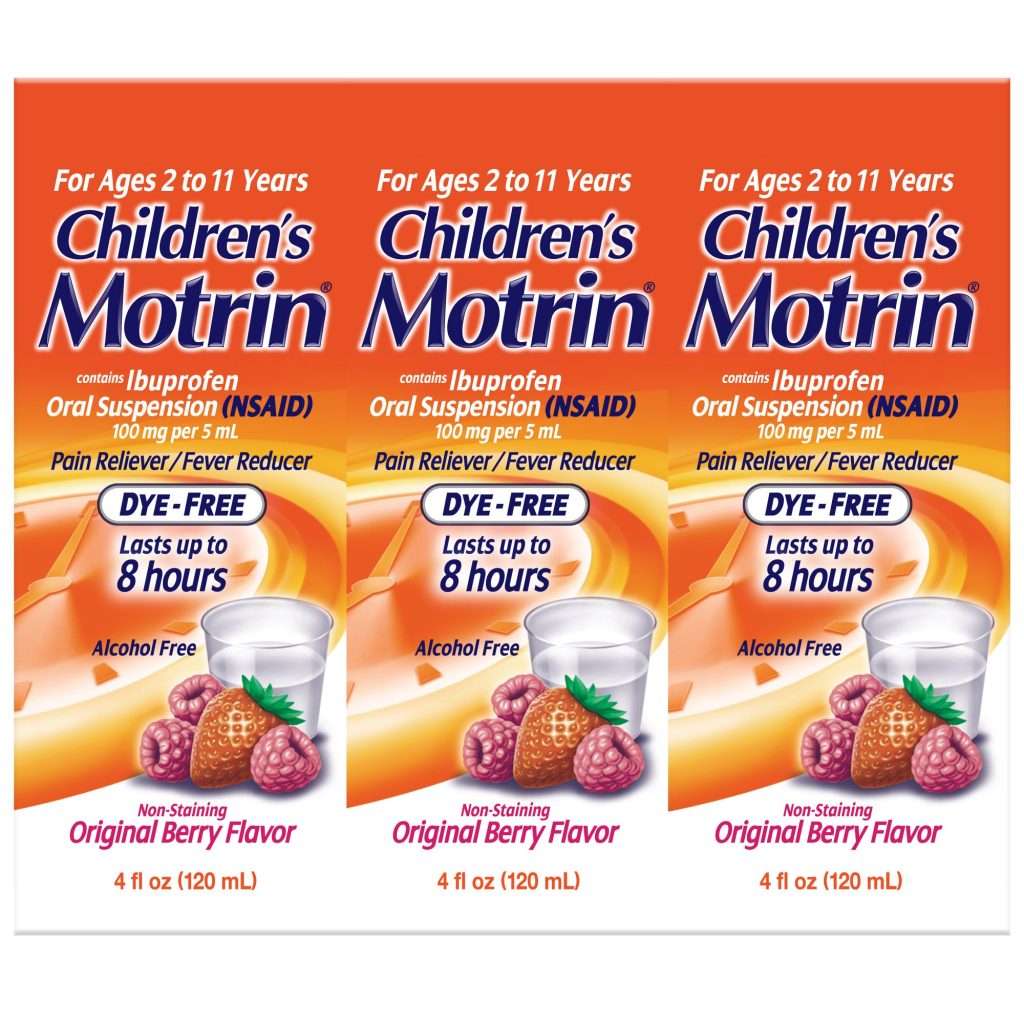 CHILDREN’S MOTRIN SUSPENSION DYE-FREE BERRY 3X4OZ