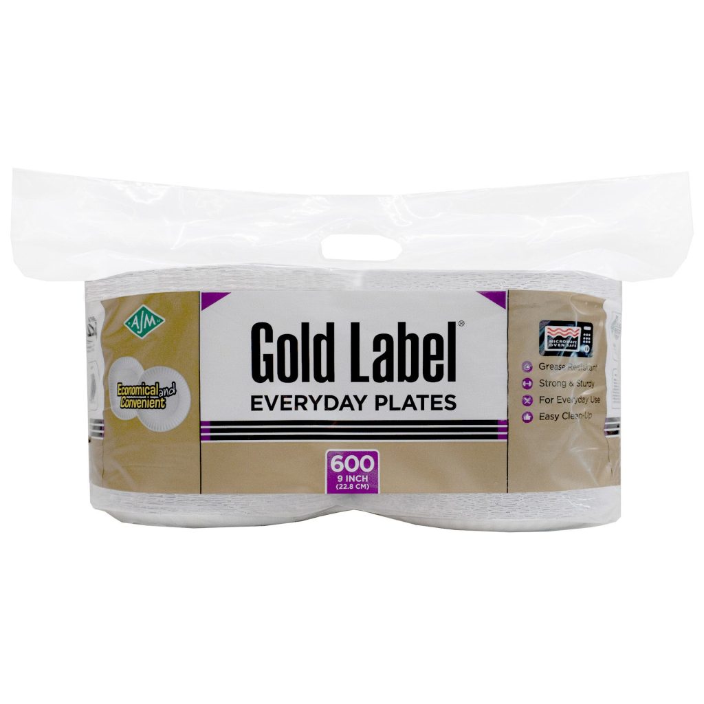 AJM GOLD LABEL 9¨ PAPER PLATE 600 CT