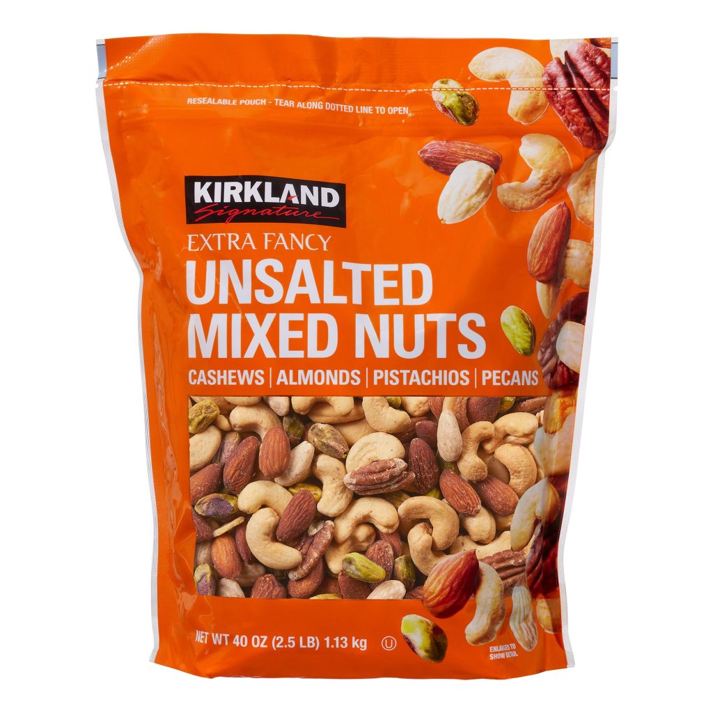 KIRKLAND SIGNATURE UNSALTED MIXED NUTS 2.5 LBS