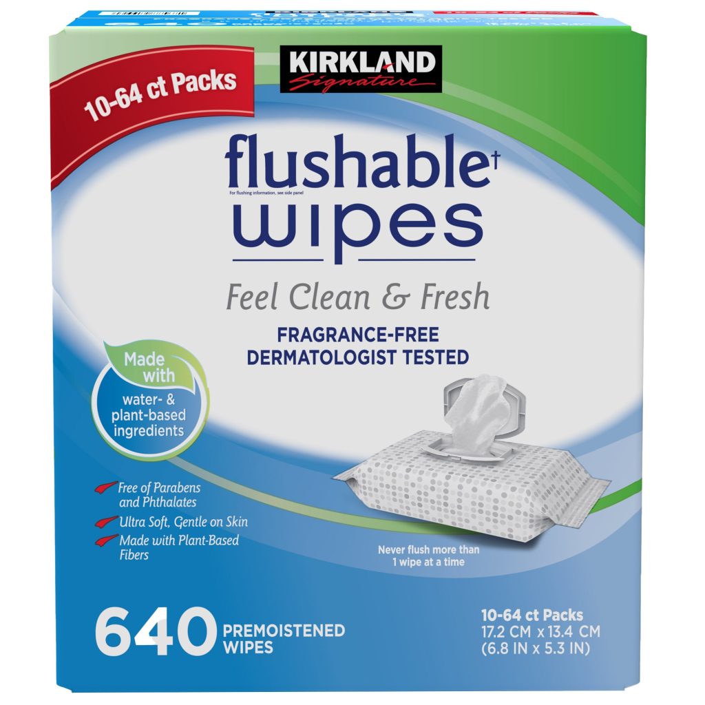 KIRKLAND SIGNATURE FLUSHABLE WIPES FRAGRANCE FREE 640CT