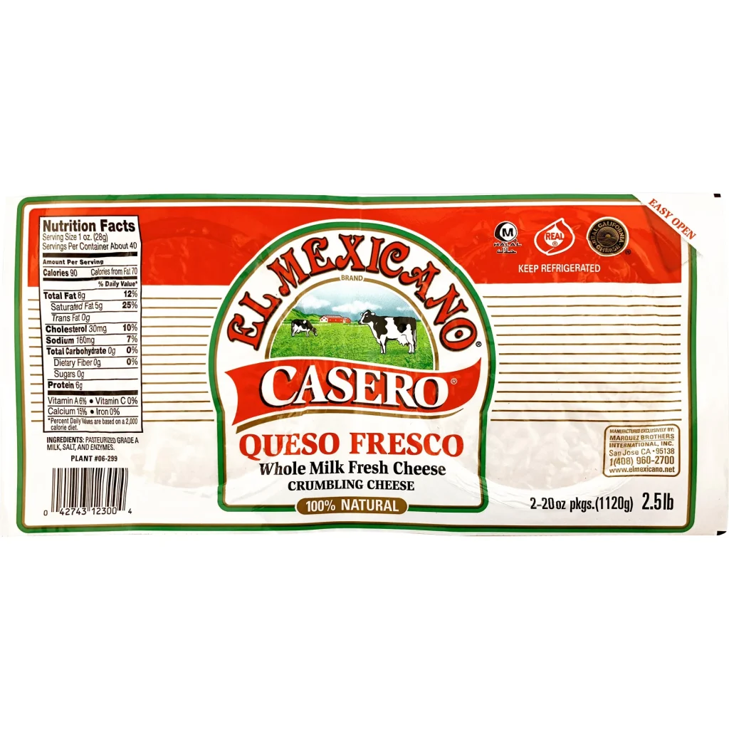 EL MEXICANO QUESO FRESCO CASERO 2/20 OZ (2.5 LBS)