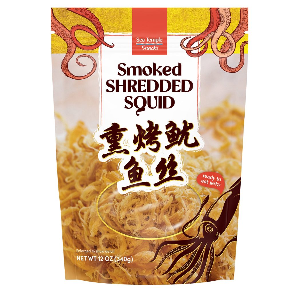 SEA TEMPLE SNACKS SMOKED SHREDDED SQUID 12 OZ