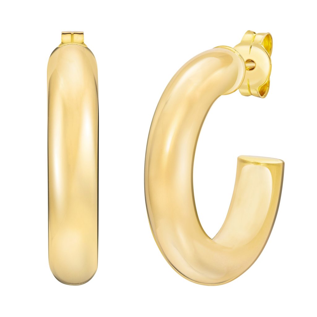 14KT YELLOW GOLD J HOOP EARRINGS MADE IN ITALY