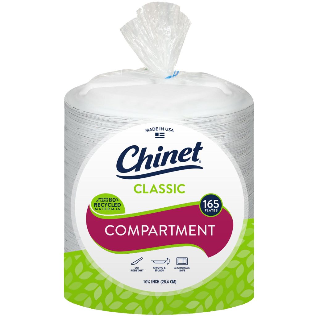 CHINET 10 3/8¨ PAPER PLATE 3 COMPARTMENT 165 CT