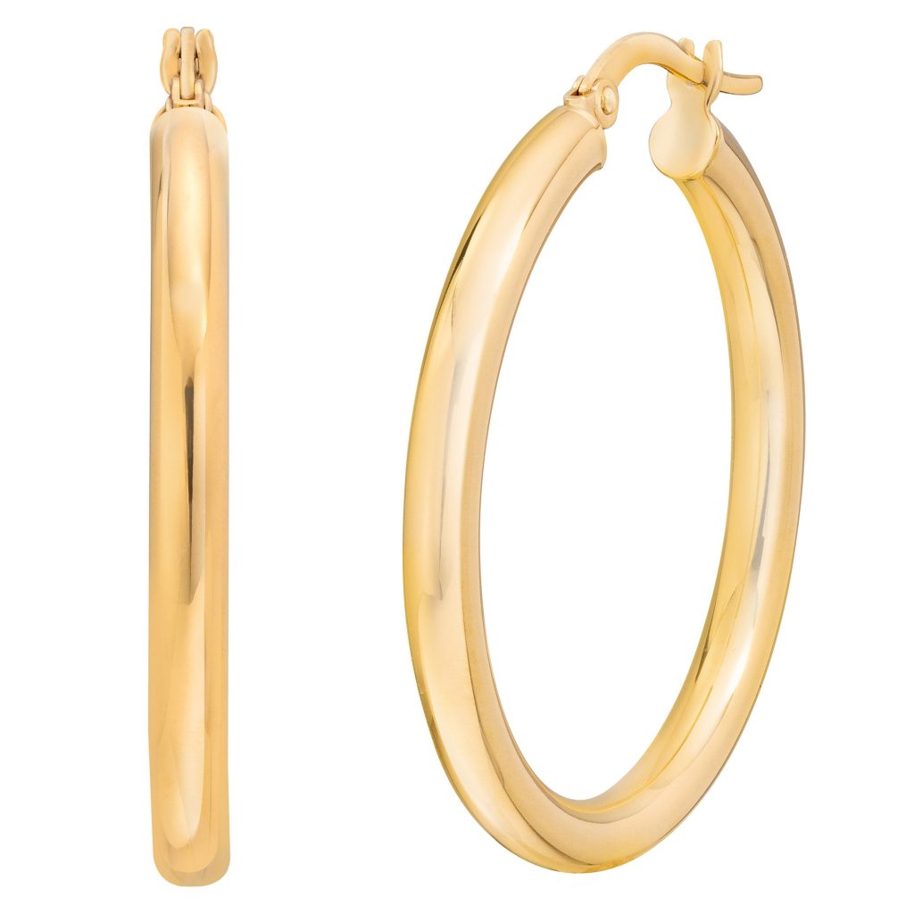 14KT YELLOW GOLD HOOP EARRINGS MADE IN ITALY