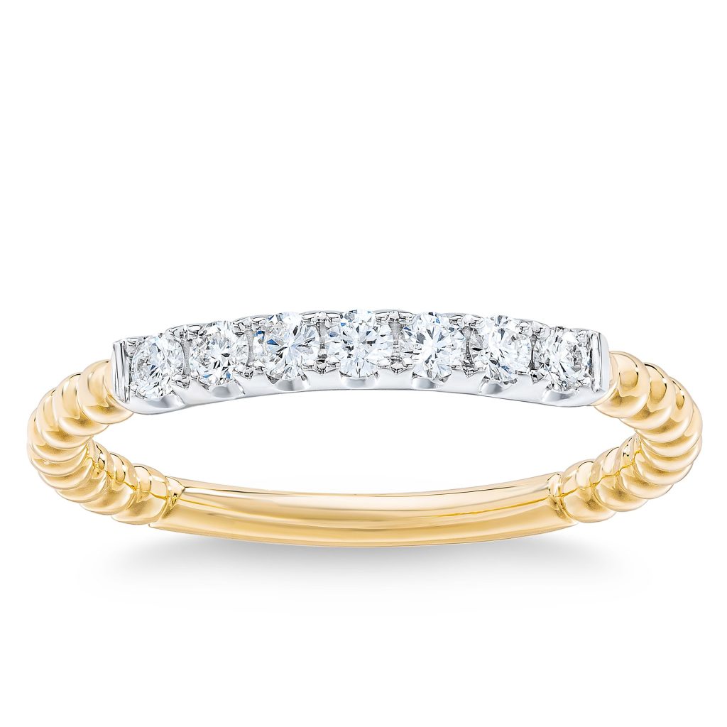 14KT YELLOW & WHITE GOLD VS2 I 0.24CTW ROUND DIAMOND BAND
