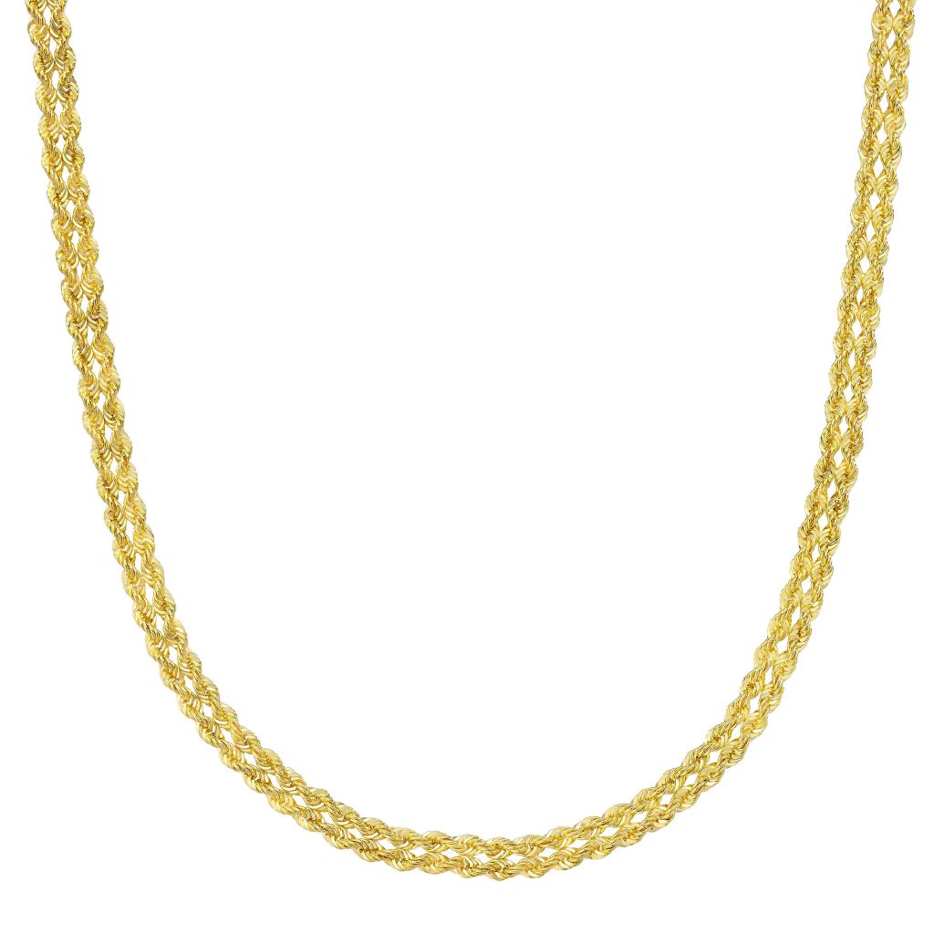14KT YELLOW GOLD 18¨ DOUBLE ROPE NECKLACE MADE IN ITALY