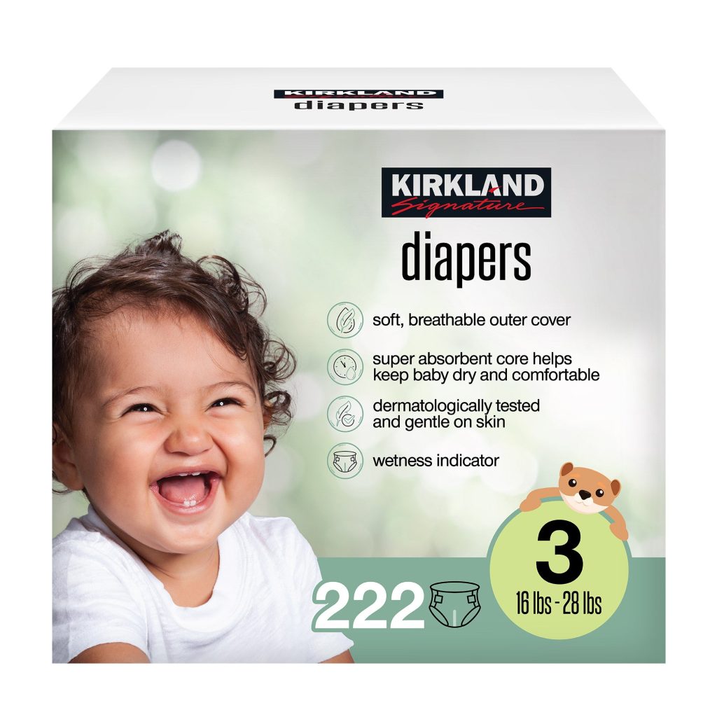 KIRKLAND SIGNATURE DIAPERS SIZE 3, 222CT