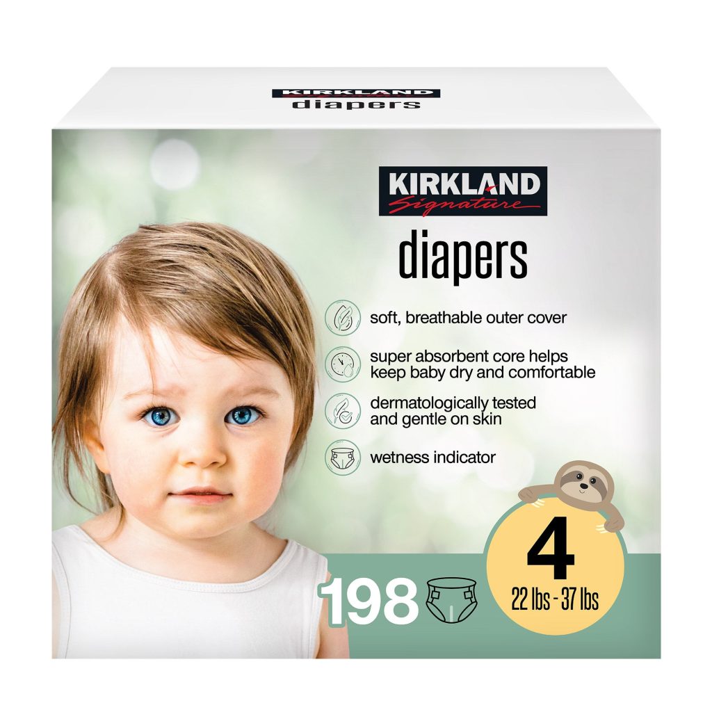 KIRKLAND SIGNATURE DIAPERS SIZE 4, 198CT