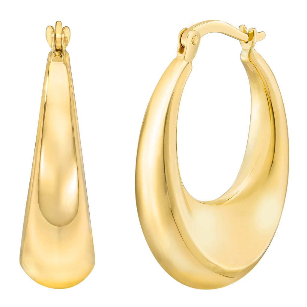 14KT YELLOW GOLD OVAL HOOP EARRINGS