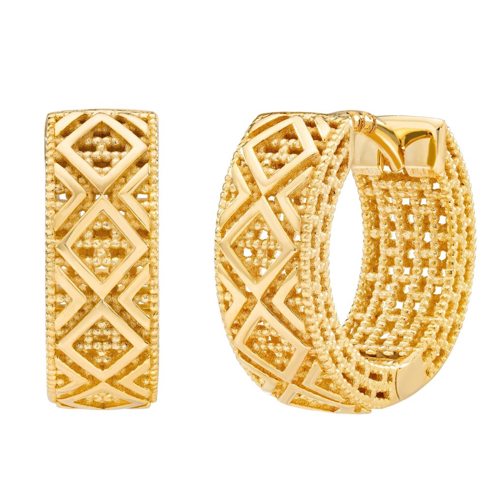 14KT YELLOW GOLD HUGGIE HOOP EARRINGS MADE IN ITALY