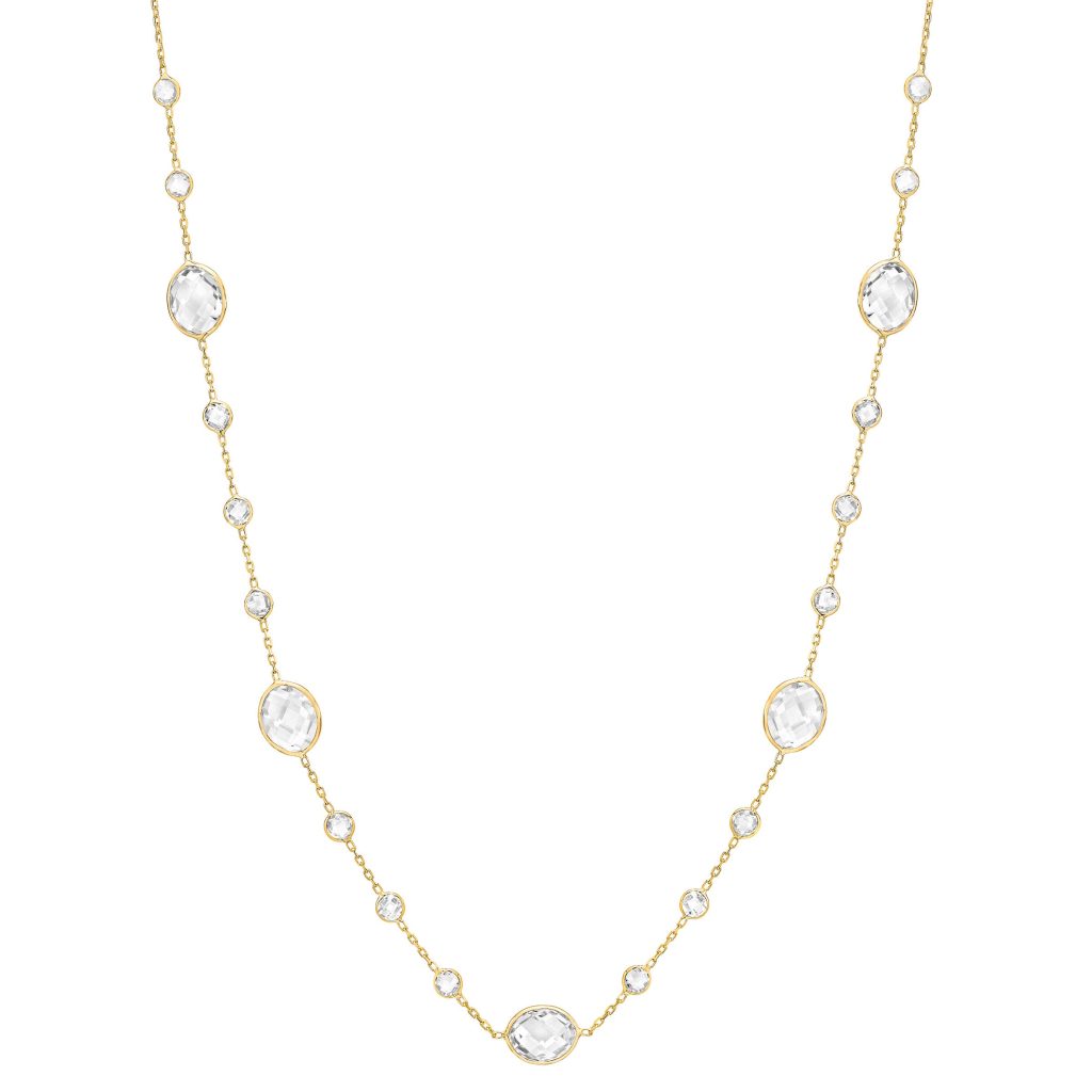 14KT YELLOW GOLD WHITE TOPAZ NECKLACE 20¨