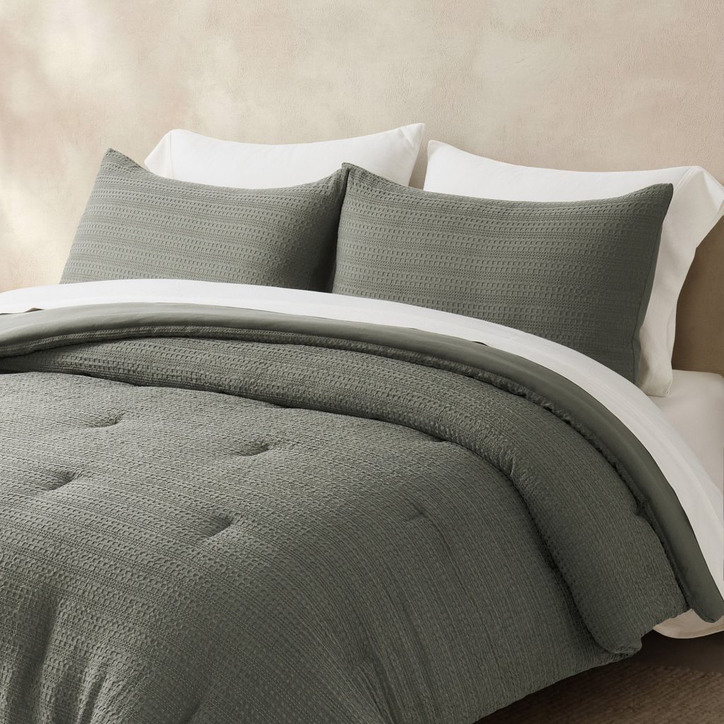 EVERGRACE 3-PIECE KING SIZE WAFFLE COMFORTER SET