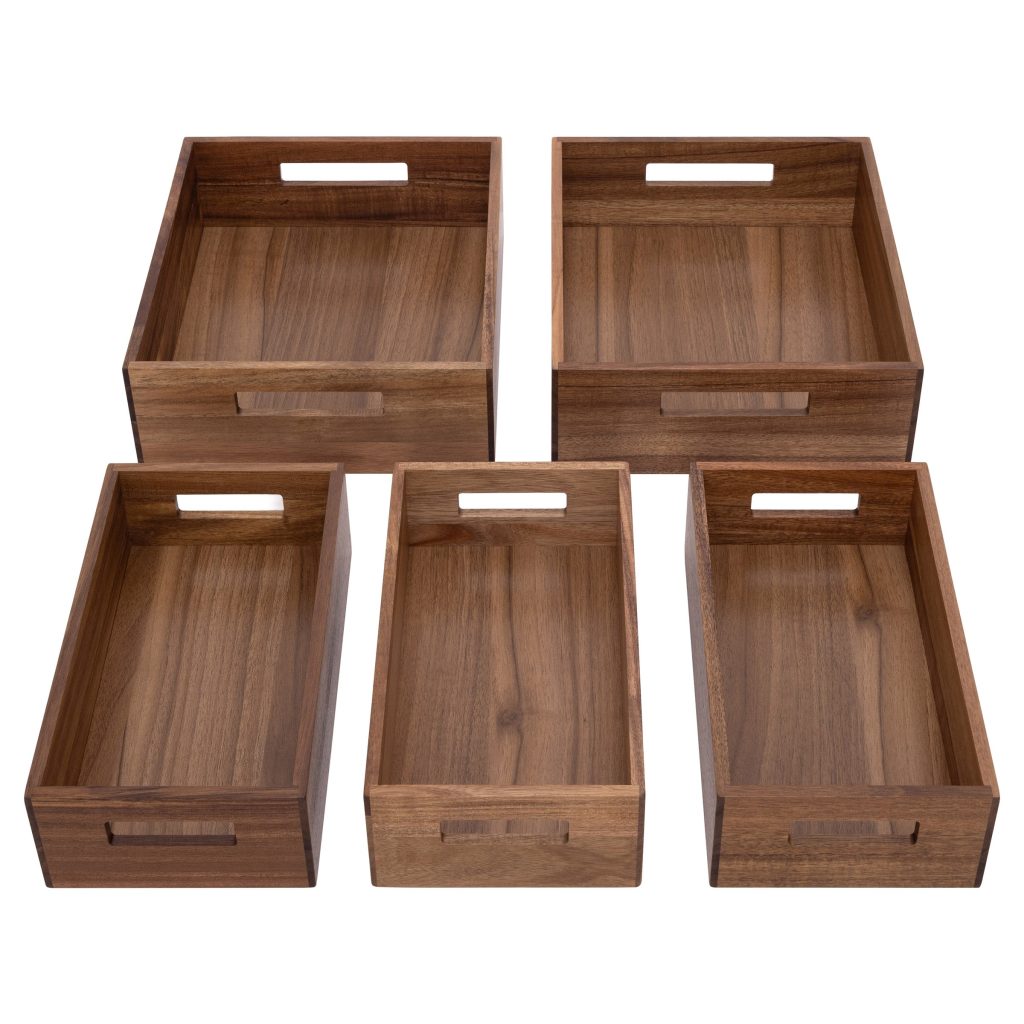 SEVILLE 5-PIECE ACACIA STORAGE BIN SET