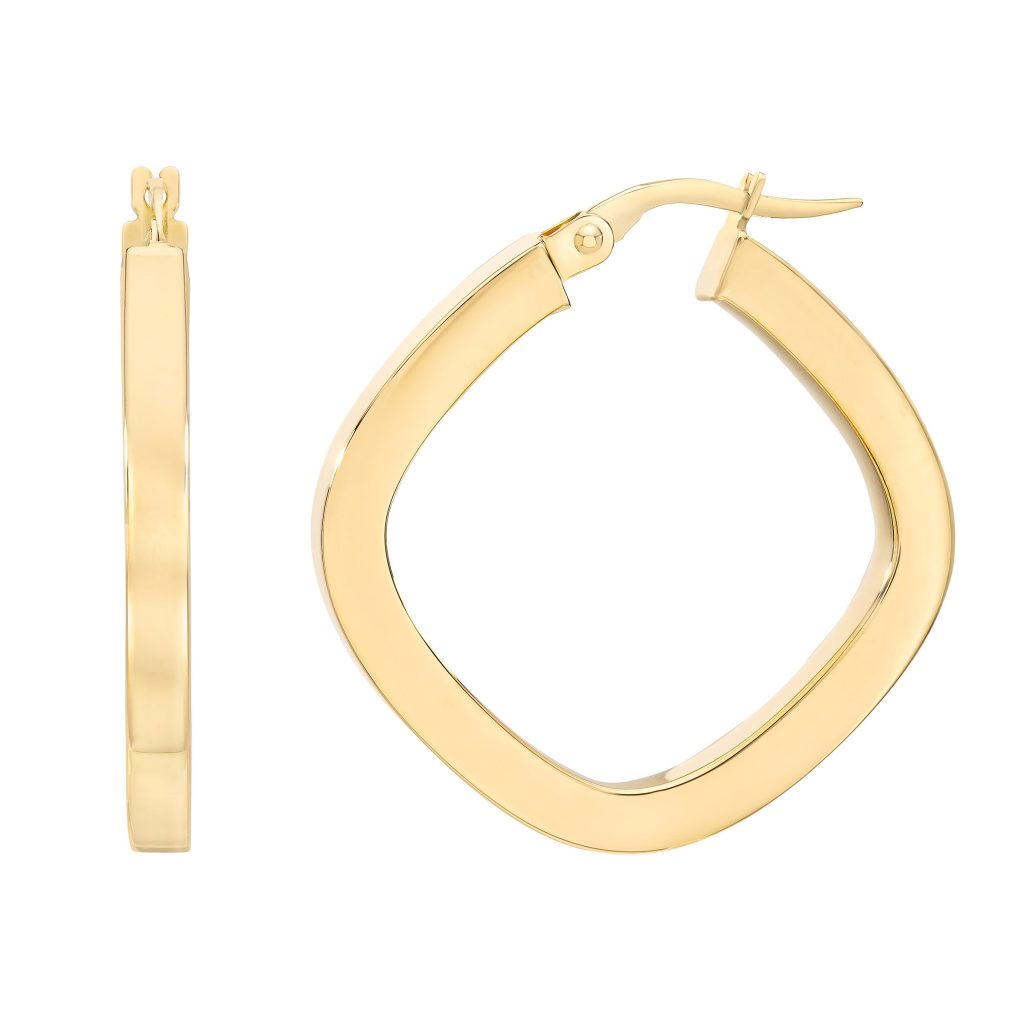 14KT YELLOW GOLD RECTANGLE HOOPS MADE IN ITALY