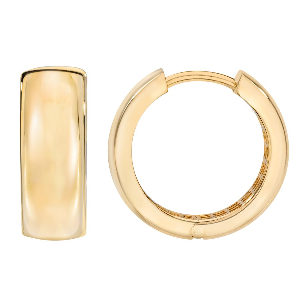 14KT YELLOW GOLD HUGGIE HOOP EARRINGS