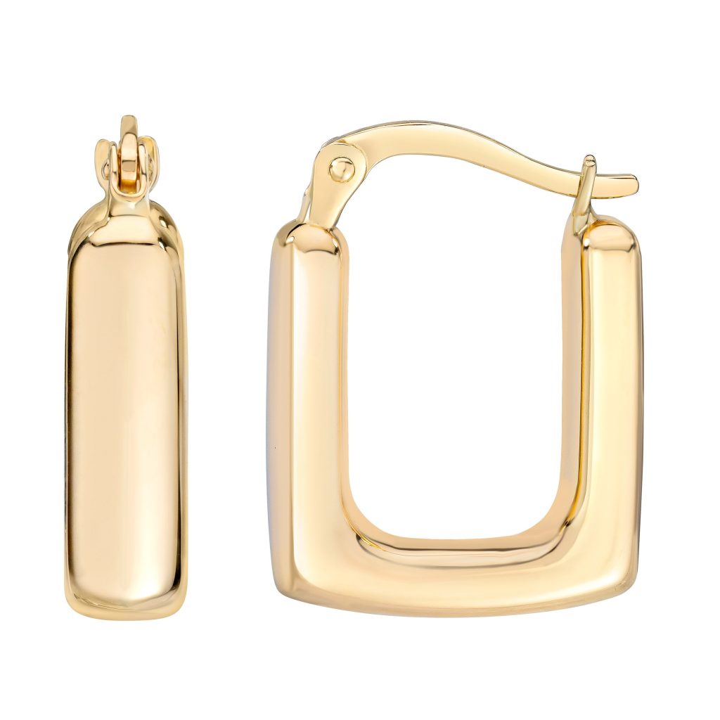 14KT YELLOW GOLD SQUARE HOOP EARRINGS