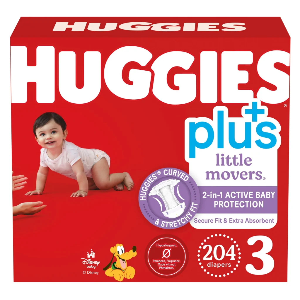 HUGGIES PLUS LITTLE MOVERS SIZE 3, 204CT