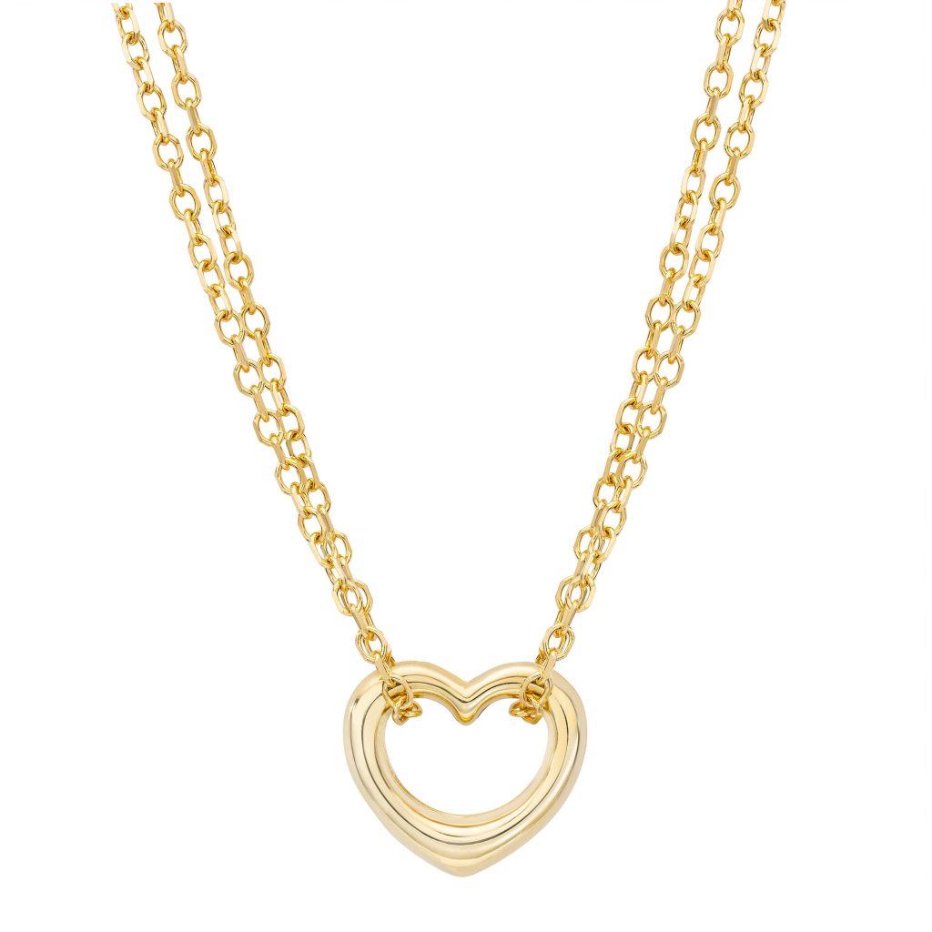 14KT YELLOW GOLD OPEN HEART PENDANT MADE IN ITALY