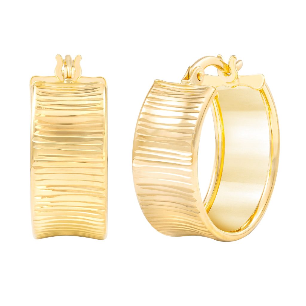 14KT YELLOW GOLD DESIGN HOOP EARRINGS