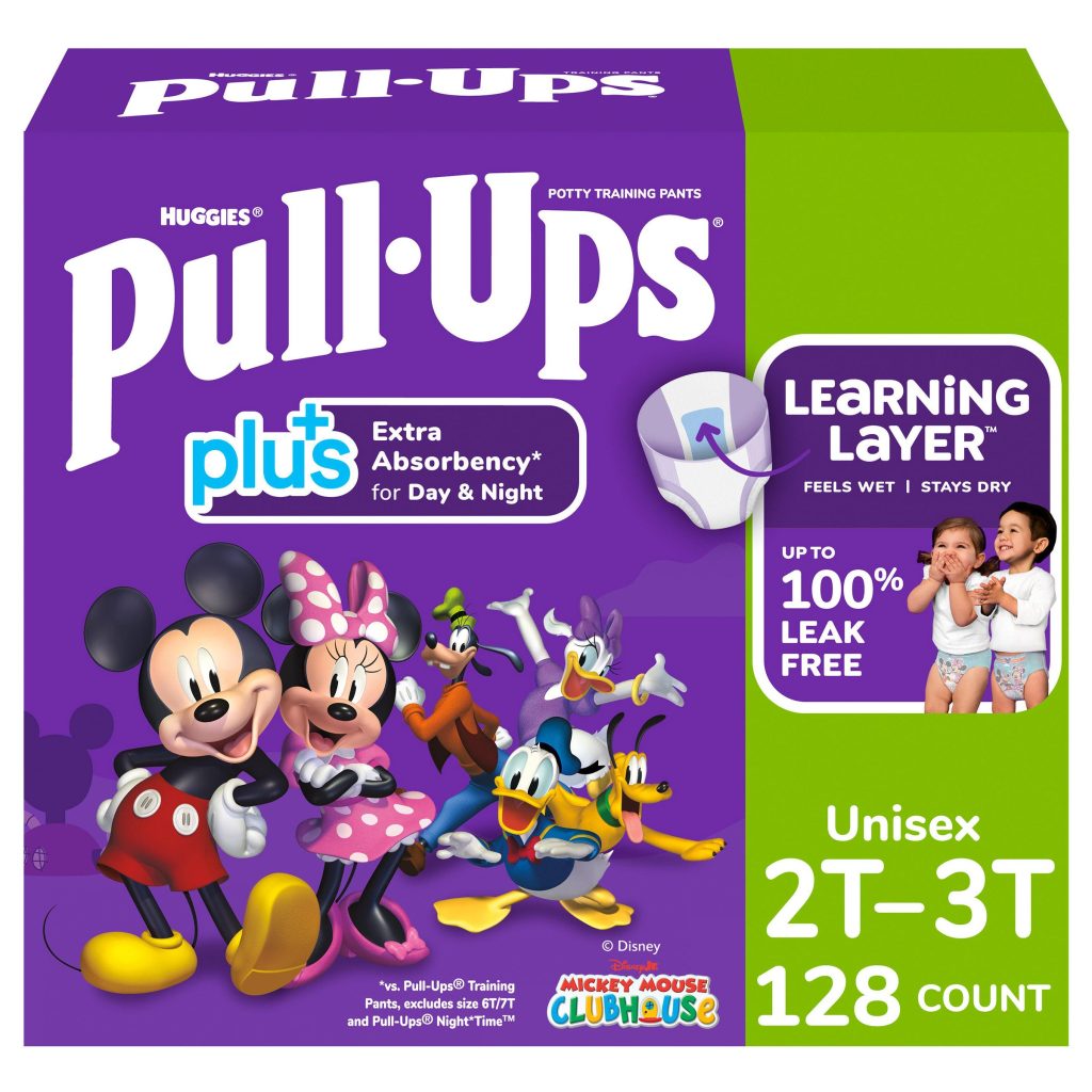 HUGGIES PLUS UNISEX PULL-UPS 2T-3T TRAINING PANTS, 128CT