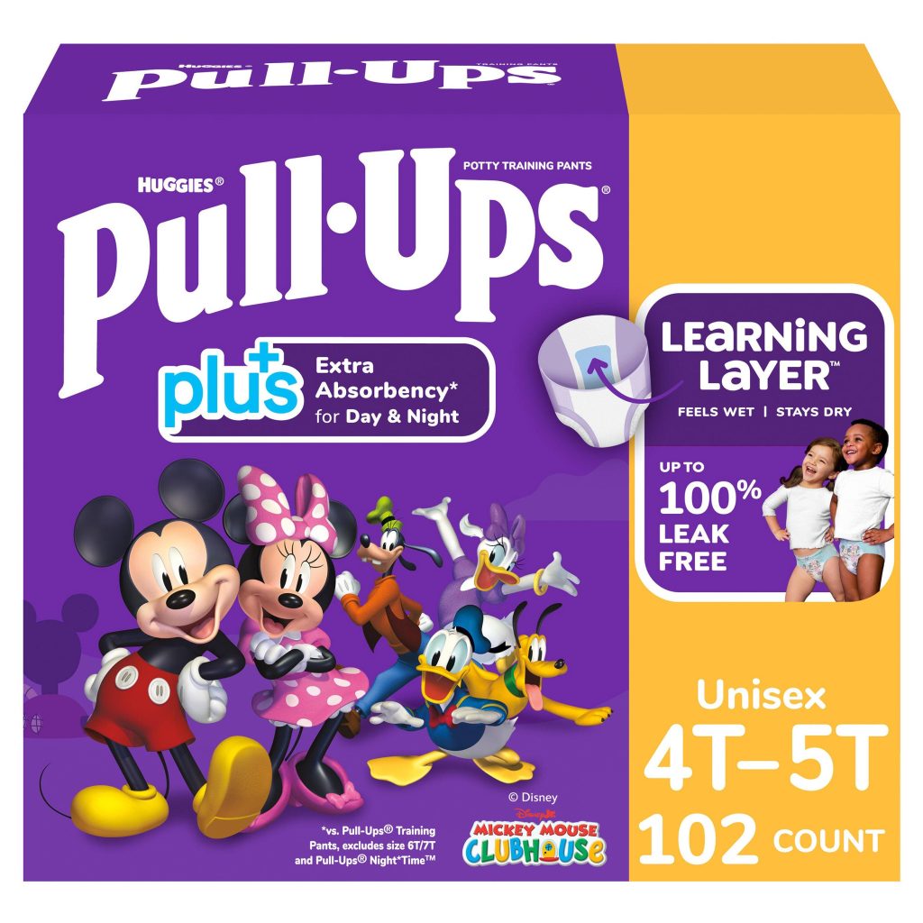 HUGGIES PLUS UNISEX PULL-UPS 4T-5T TRAINING PANTS, 102CT