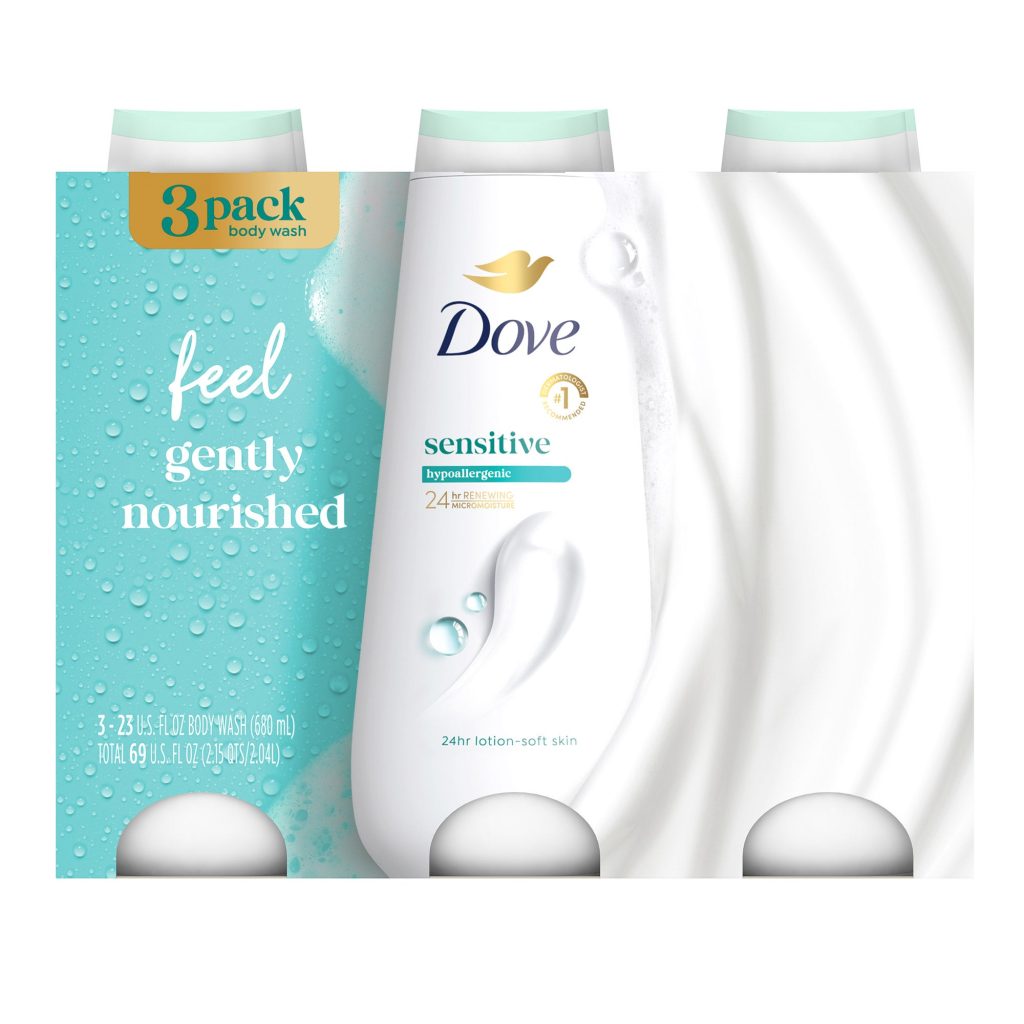 DOVE SENSITIVE BODY WASH 3X23 FL OZ