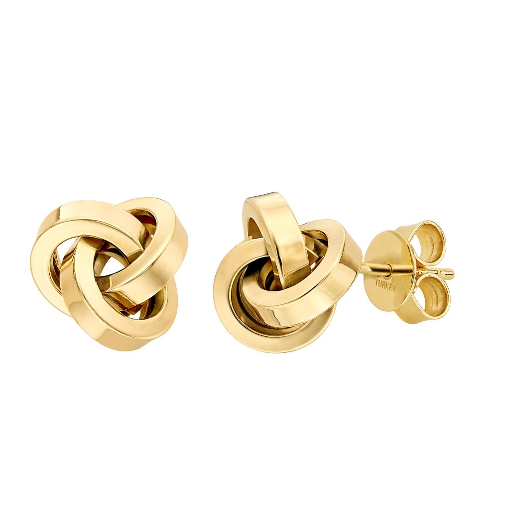 14KT YELLOW GOLD LOVE KNOT EARRINGS