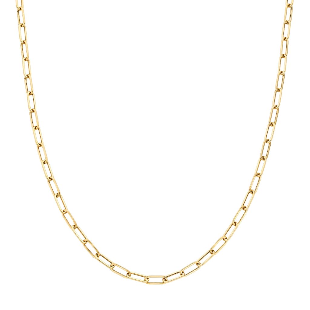 14KT YELLOW GOLD PAPERCLIP NECKLACE